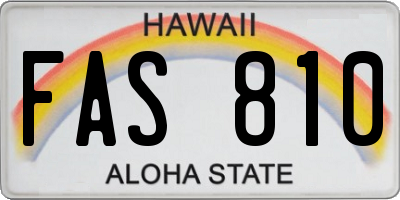 HI license plate FAS810
