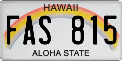 HI license plate FAS815