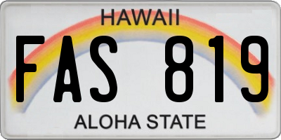 HI license plate FAS819