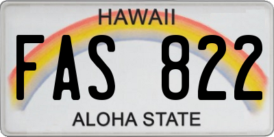 HI license plate FAS822