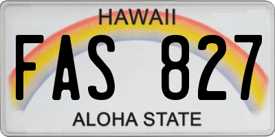 HI license plate FAS827