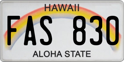 HI license plate FAS830