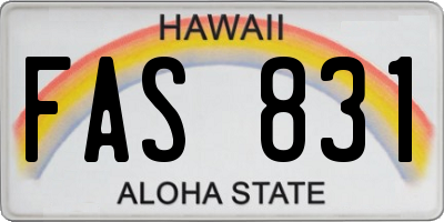 HI license plate FAS831