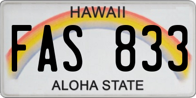 HI license plate FAS833