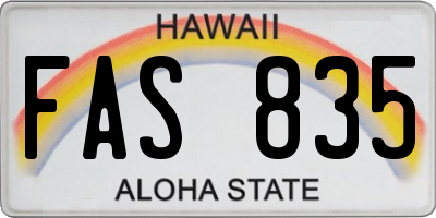 HI license plate FAS835