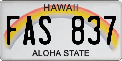 HI license plate FAS837