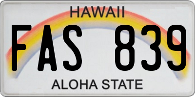 HI license plate FAS839