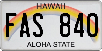 HI license plate FAS840