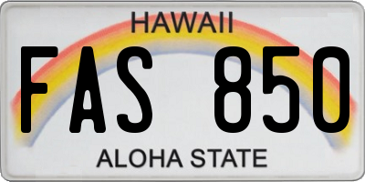 HI license plate FAS850