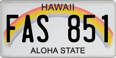 HI license plate FAS851