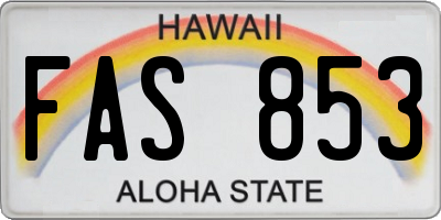 HI license plate FAS853