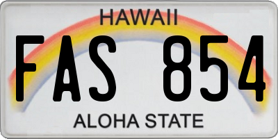 HI license plate FAS854