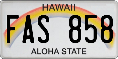 HI license plate FAS858