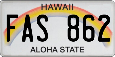 HI license plate FAS862