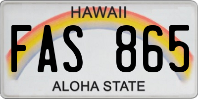 HI license plate FAS865