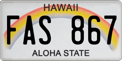 HI license plate FAS867