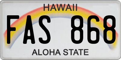 HI license plate FAS868