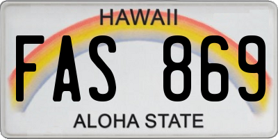 HI license plate FAS869