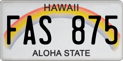 HI license plate FAS875
