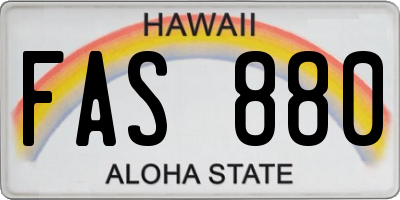 HI license plate FAS880