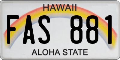 HI license plate FAS881