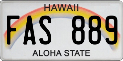 HI license plate FAS889