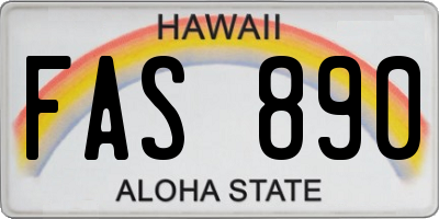 HI license plate FAS890