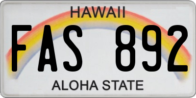 HI license plate FAS892