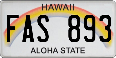 HI license plate FAS893