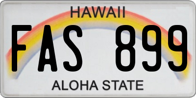 HI license plate FAS899