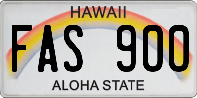 HI license plate FAS900