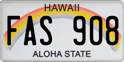 HI license plate FAS908