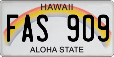 HI license plate FAS909