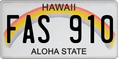 HI license plate FAS910