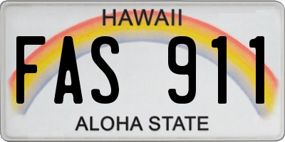 HI license plate FAS911