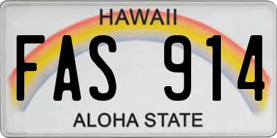 HI license plate FAS914