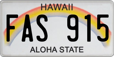 HI license plate FAS915