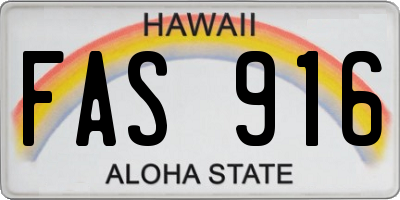 HI license plate FAS916