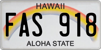HI license plate FAS918