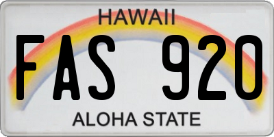 HI license plate FAS920