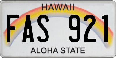 HI license plate FAS921
