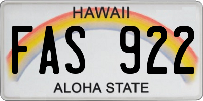 HI license plate FAS922