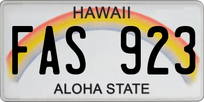 HI license plate FAS923