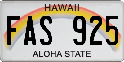 HI license plate FAS925