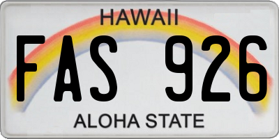HI license plate FAS926