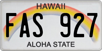 HI license plate FAS927