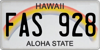 HI license plate FAS928