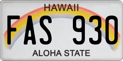 HI license plate FAS930