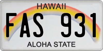 HI license plate FAS931