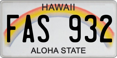 HI license plate FAS932